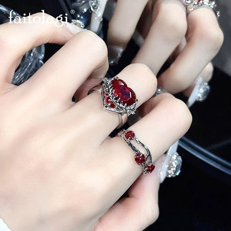Y2K Gothic Irregular Stone Animal Ring