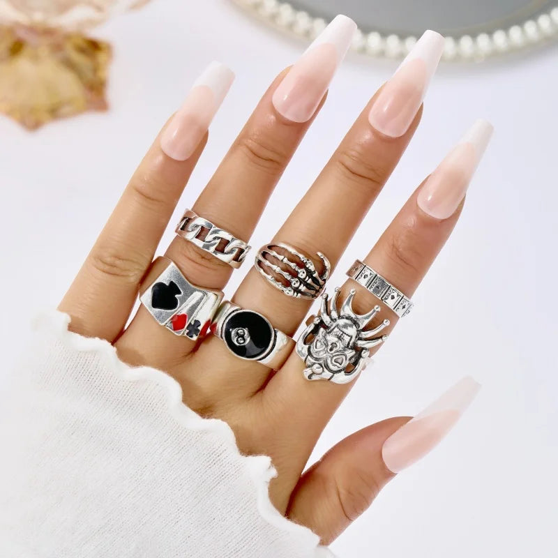 Vintage Silver Red Oval Gothic Ring