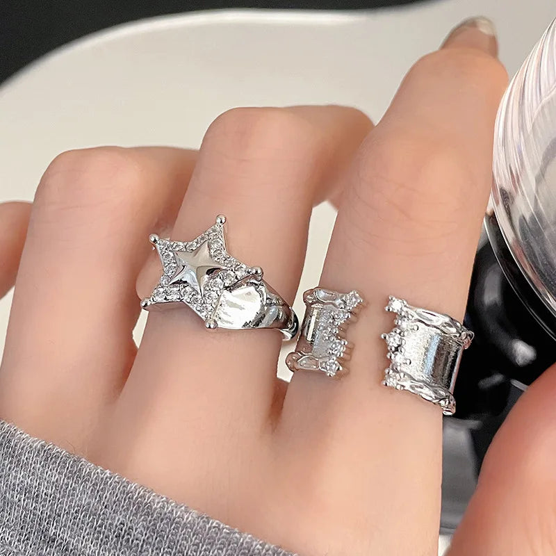 Colorful Stone Drip Rhinestone Gothic Ring