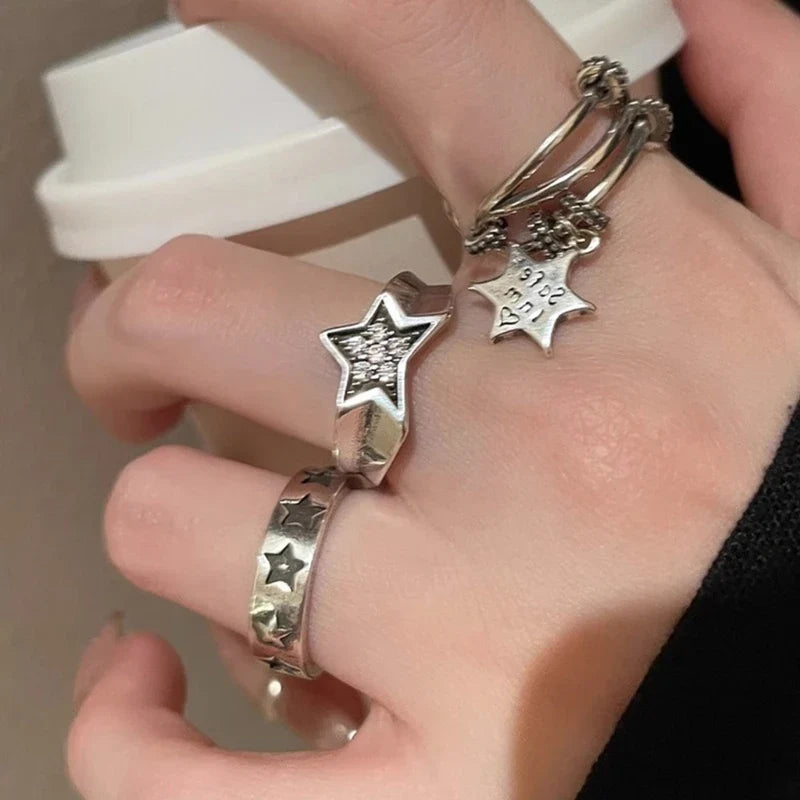 Gothic Harajuku Metal Pentagram Star Ring