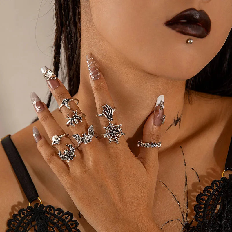 Punk Skeleton Spider Gothic Ring