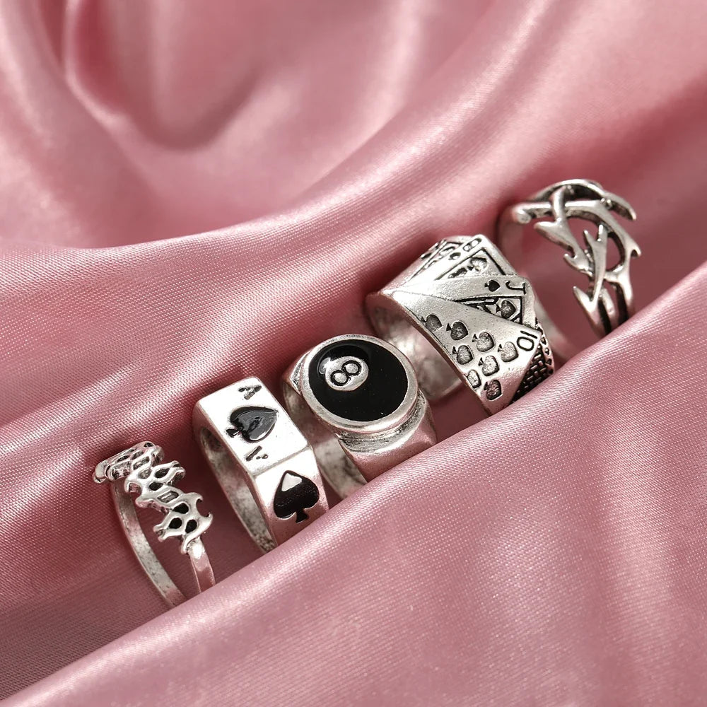 Gothic Heart Dice Spades Ace Ring