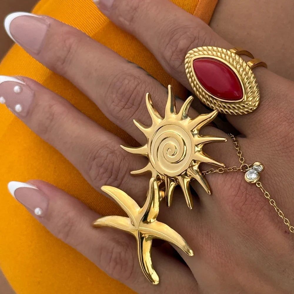 Ocean Wind Spiral Gothic Ring