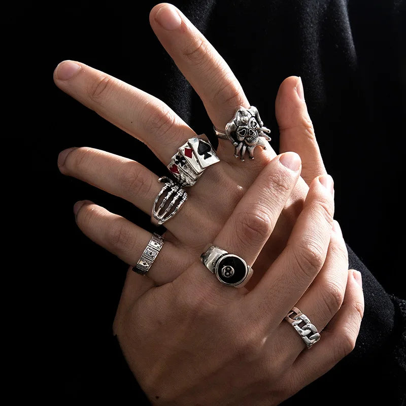 Punk Poker Skeleton Gothic Billiards Ring