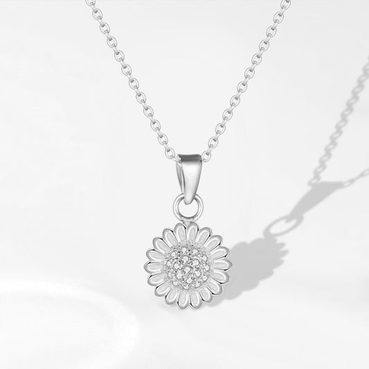 925 Sterling Silver Sunflower Spinning Necklace