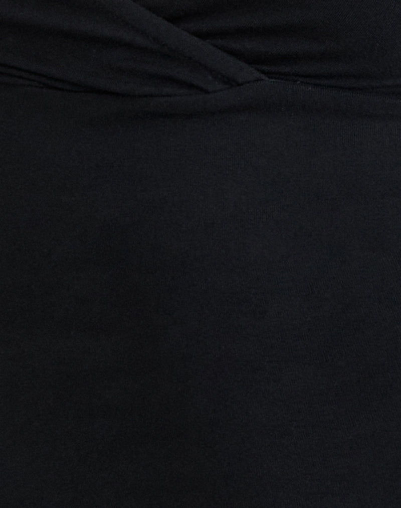 Trudis Wrap Top in Jersey Black