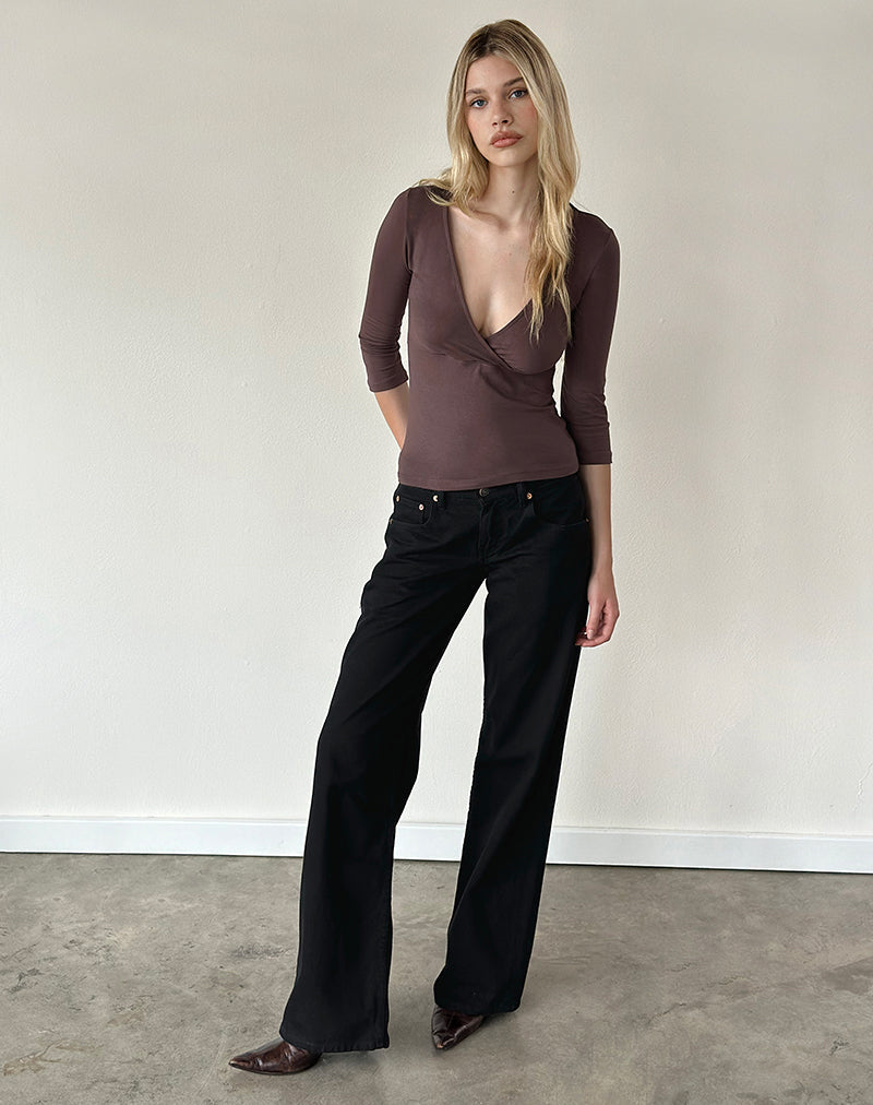 Trudis Wrap Top in Rayon Jersey Peppercorn