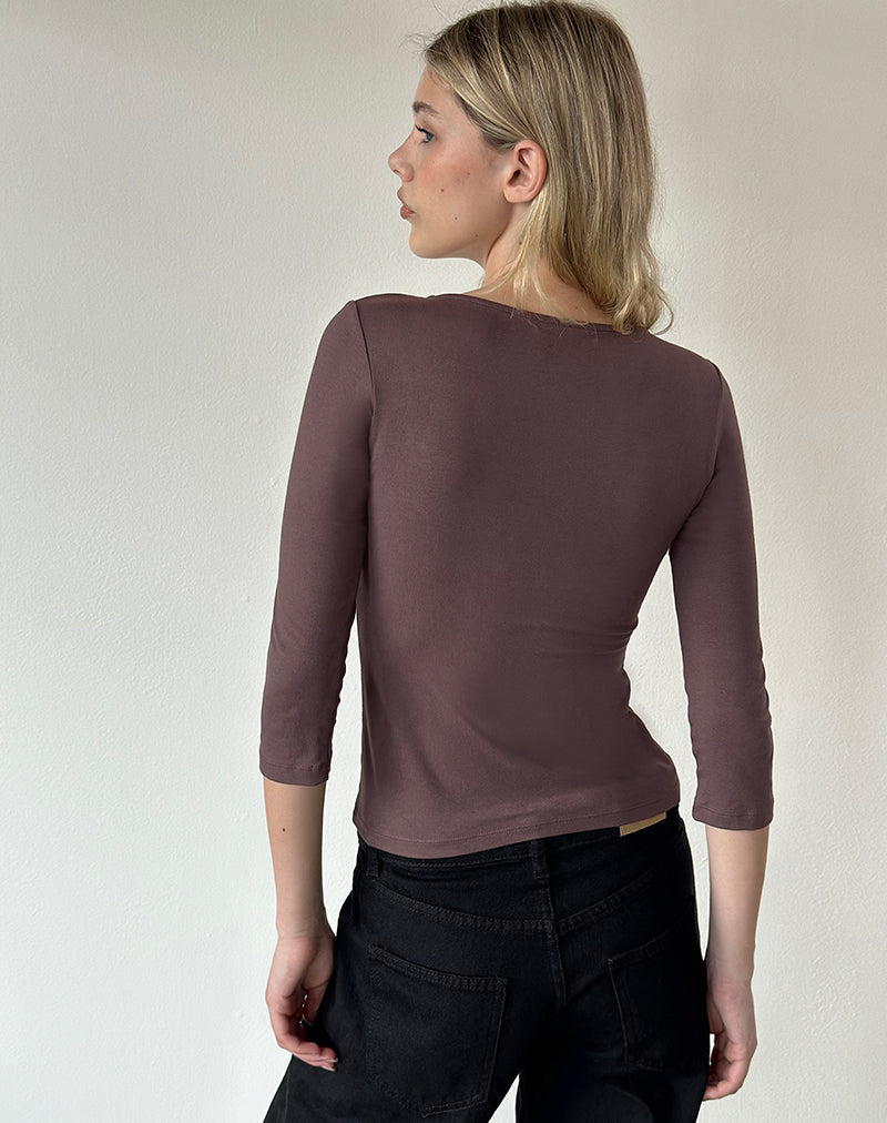 Trudis Wrap Top in Rayon Jersey Peppercorn