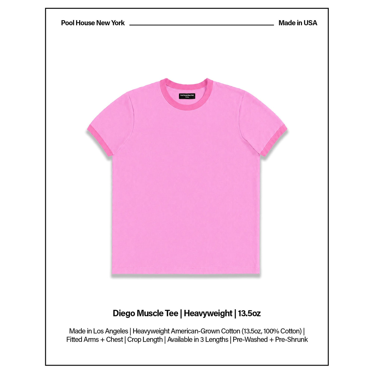 Diego Muscle Tee | Heavyweight | 13.5oz | Ringer - Tonal Vintage Pink