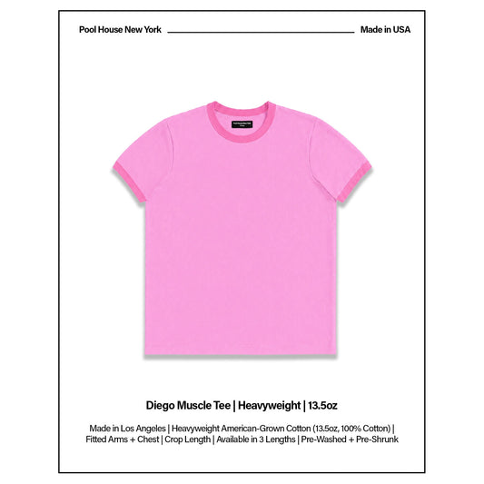 Diego Muscle Tee | Heavyweight | 13.5oz | Ringer - Tonal Vintage Pink