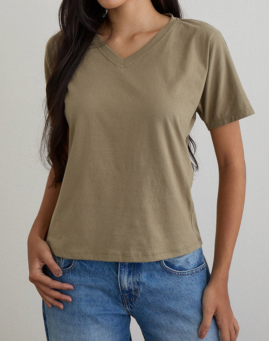 Viman Top in Jersey Khaki
