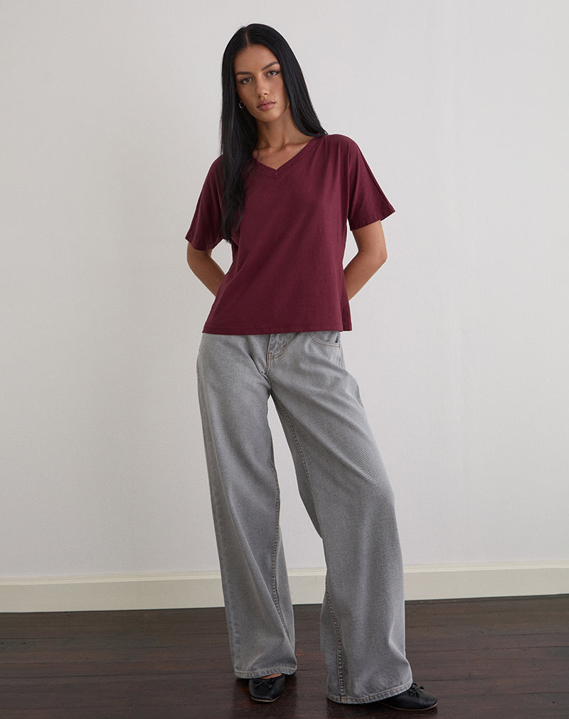 Viman Top in Jersey Maroon
