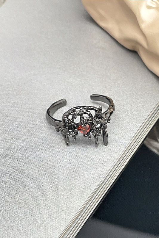 Stylish Red Gem Gothic Layered Ring