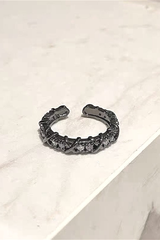 Retro Court Style Dark Stackable Ring
