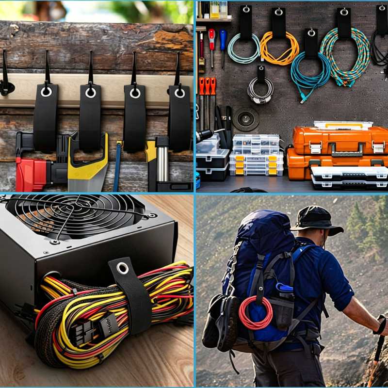 Heavy-Duty 12-Pack Extension Cord Organizer Straps – Adjustable Hook & Loop Cable Storage for Garage, RV, Workshop, Garden Hoses & Tools (Tangle-Free Space Saver, Indoor & Outdoor Use)