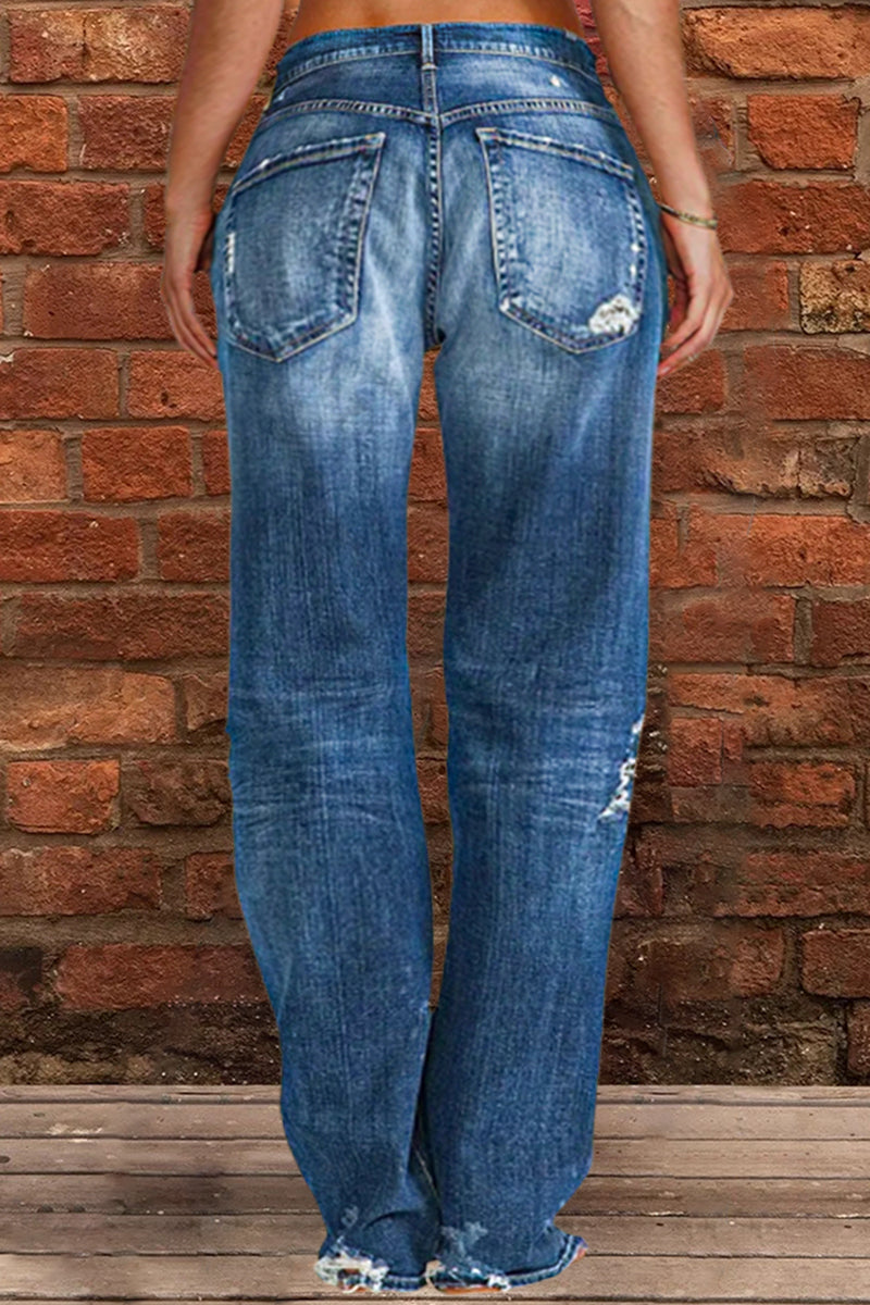 New Style Ripped Low Waist Straight Leg Jeans(Buy 2 Free Shipping)