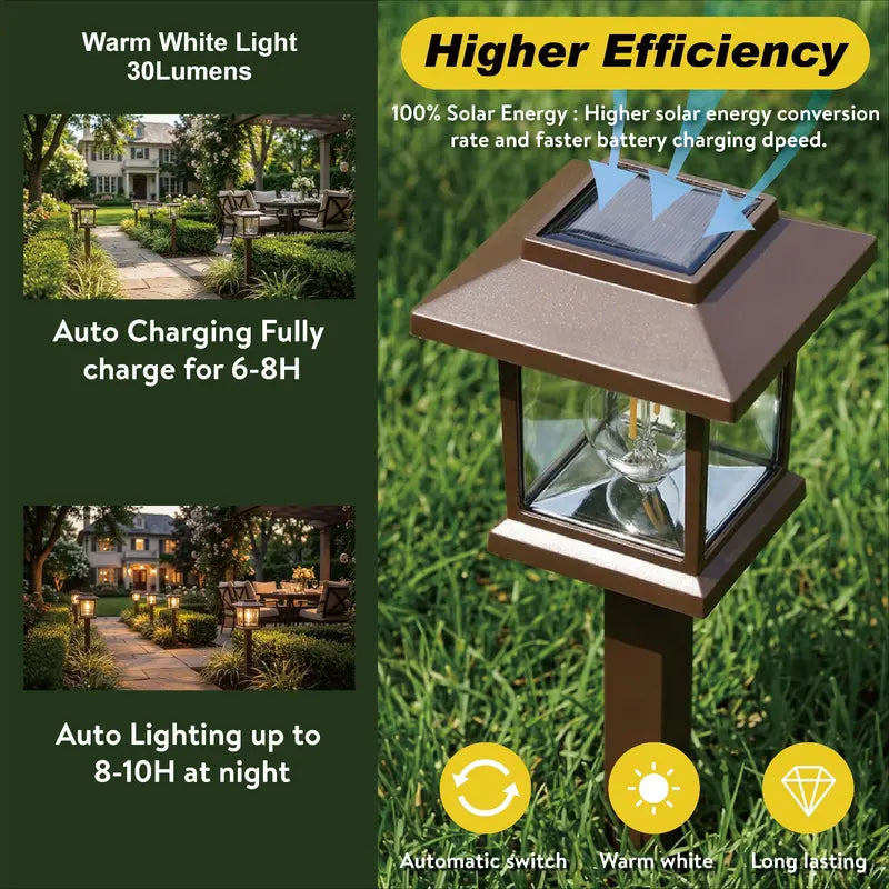 ✨12PCS Solar Pathway Lights – Warm White Waterproof Outdoor Garden Lighting