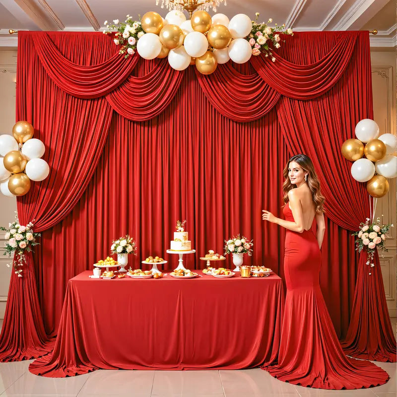 ✨ Elegant Backdrop Curtains – Soft Polyester Drapes for Wedding, Party & Home Decoration (Easy Setup & Reusable)