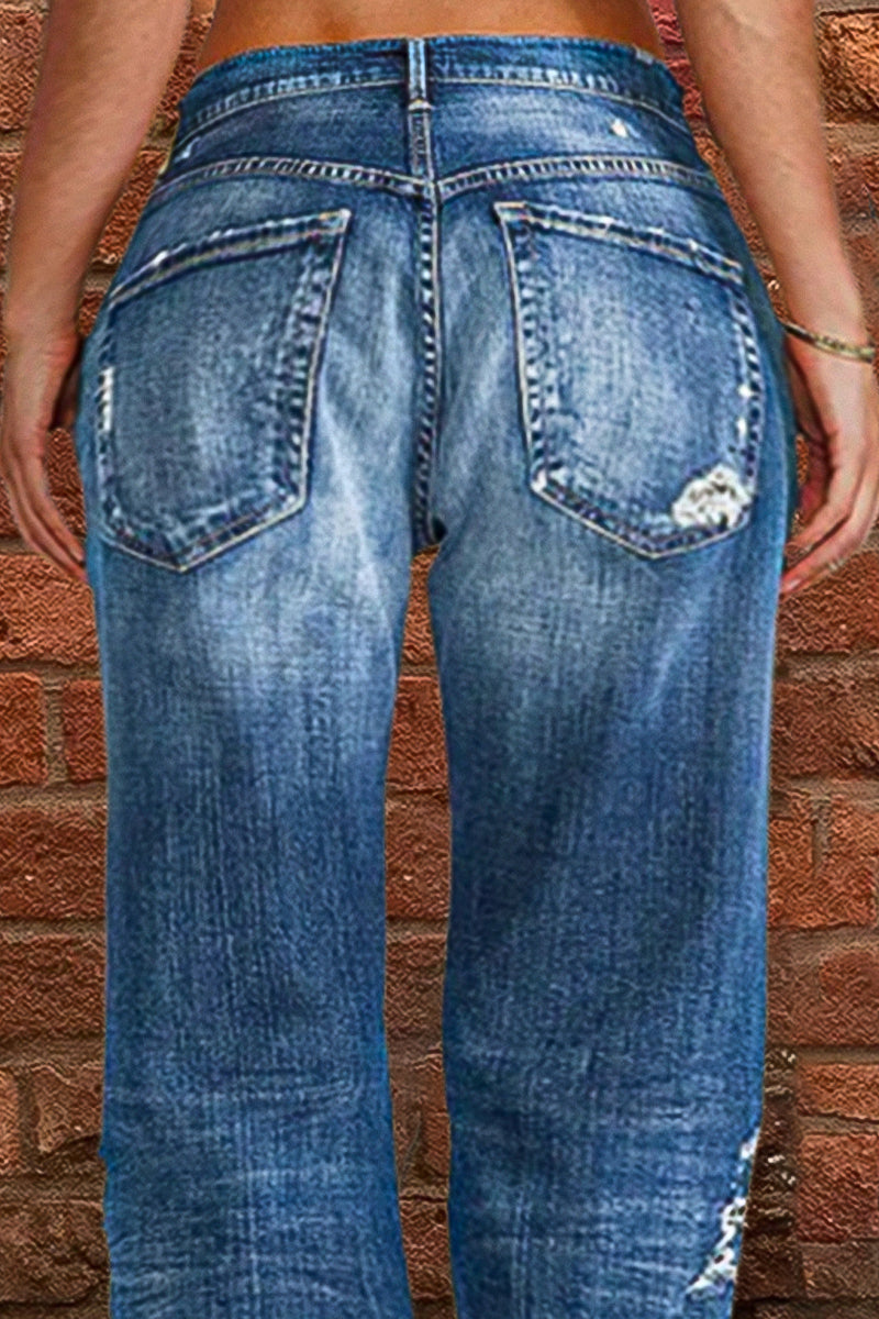 New Style Ripped Low Waist Straight Leg Jeans(Buy 2 Free Shipping)