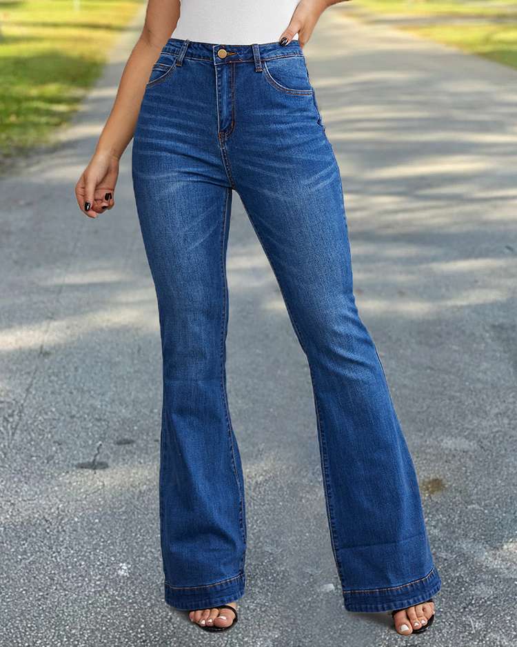 90s Vintage Classic Flare Hem High Waist Jeans