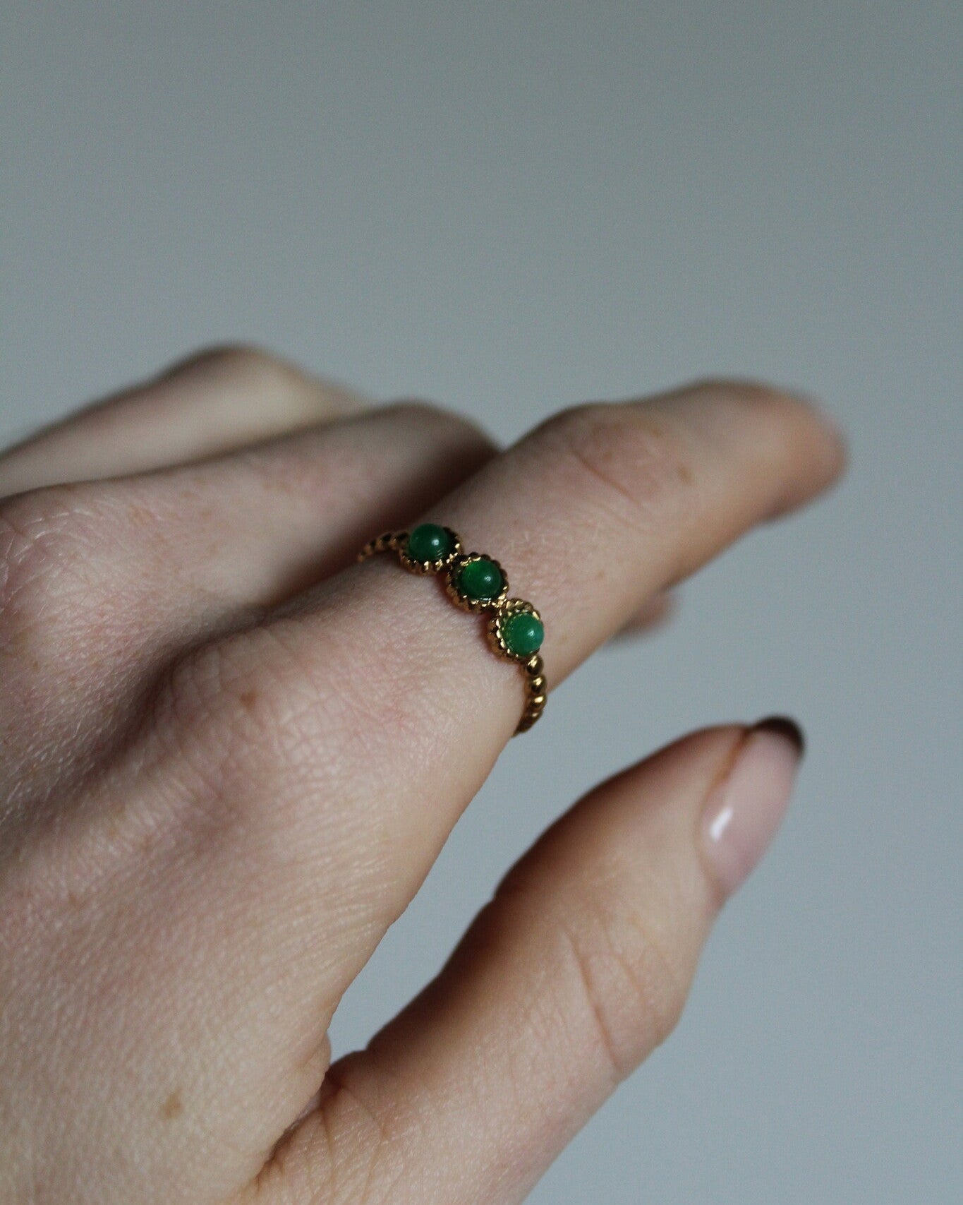 Demi - Ring - Natural Stone - Stainless Steel - Adjustable