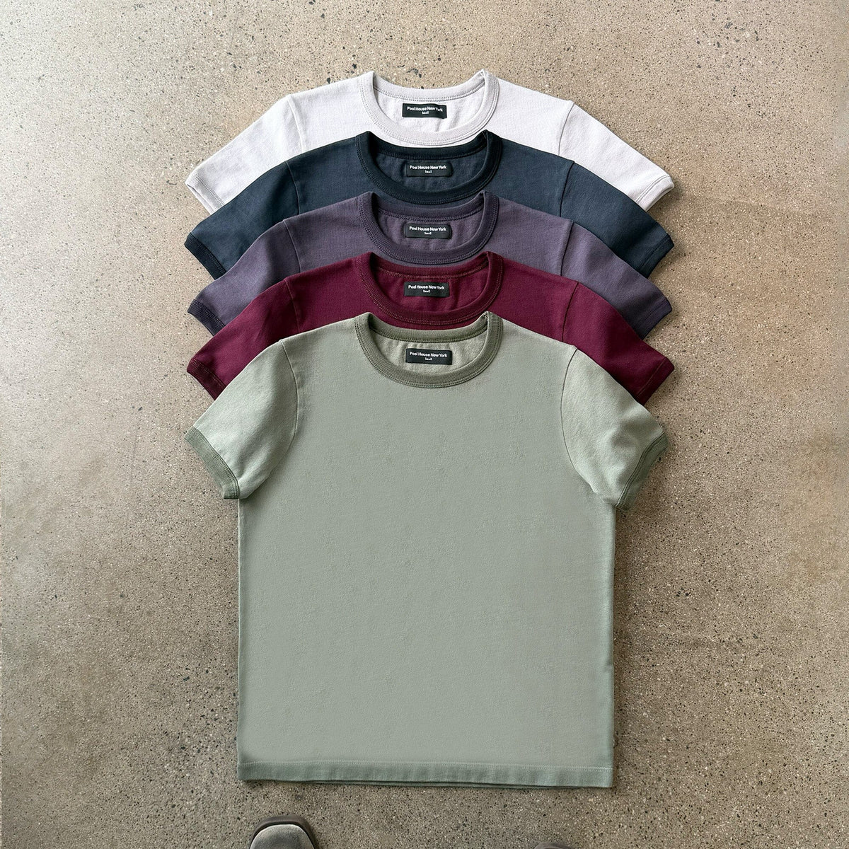 Diego Muscle Tee | Heavyweight | 13.5oz | Ringer - Tonal Bone Grey