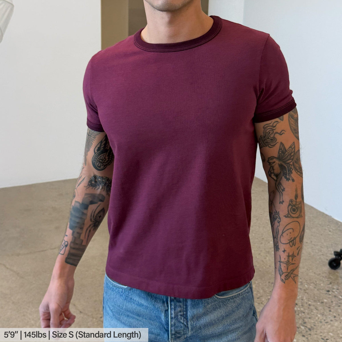 Diego Muscle Tee | Heavyweight | 13.5oz | Ringer - Tonal Vintage Burgundy