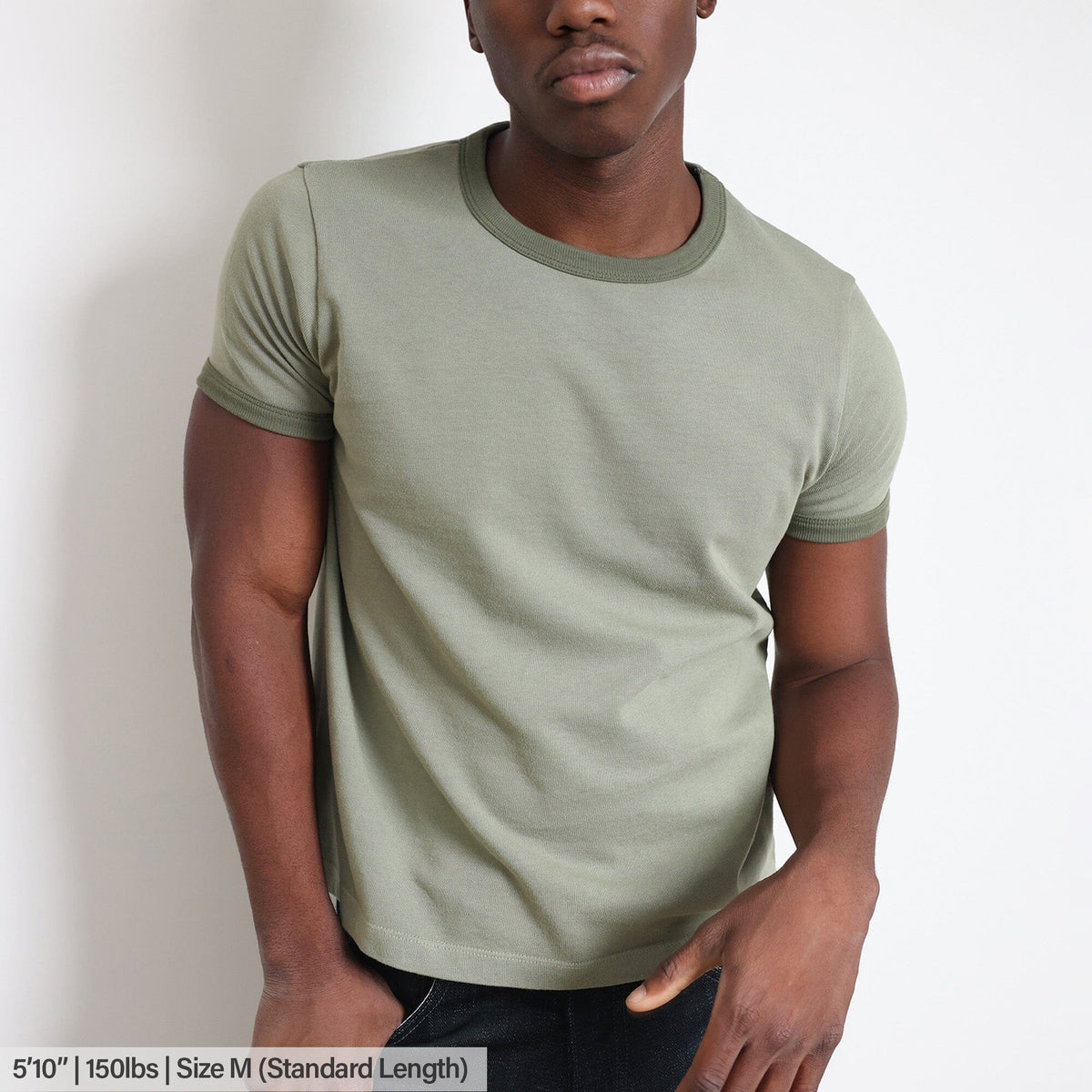 Diego Muscle Tee | Heavyweight | 13.5oz | Ringer - Tonal Faded Military Green