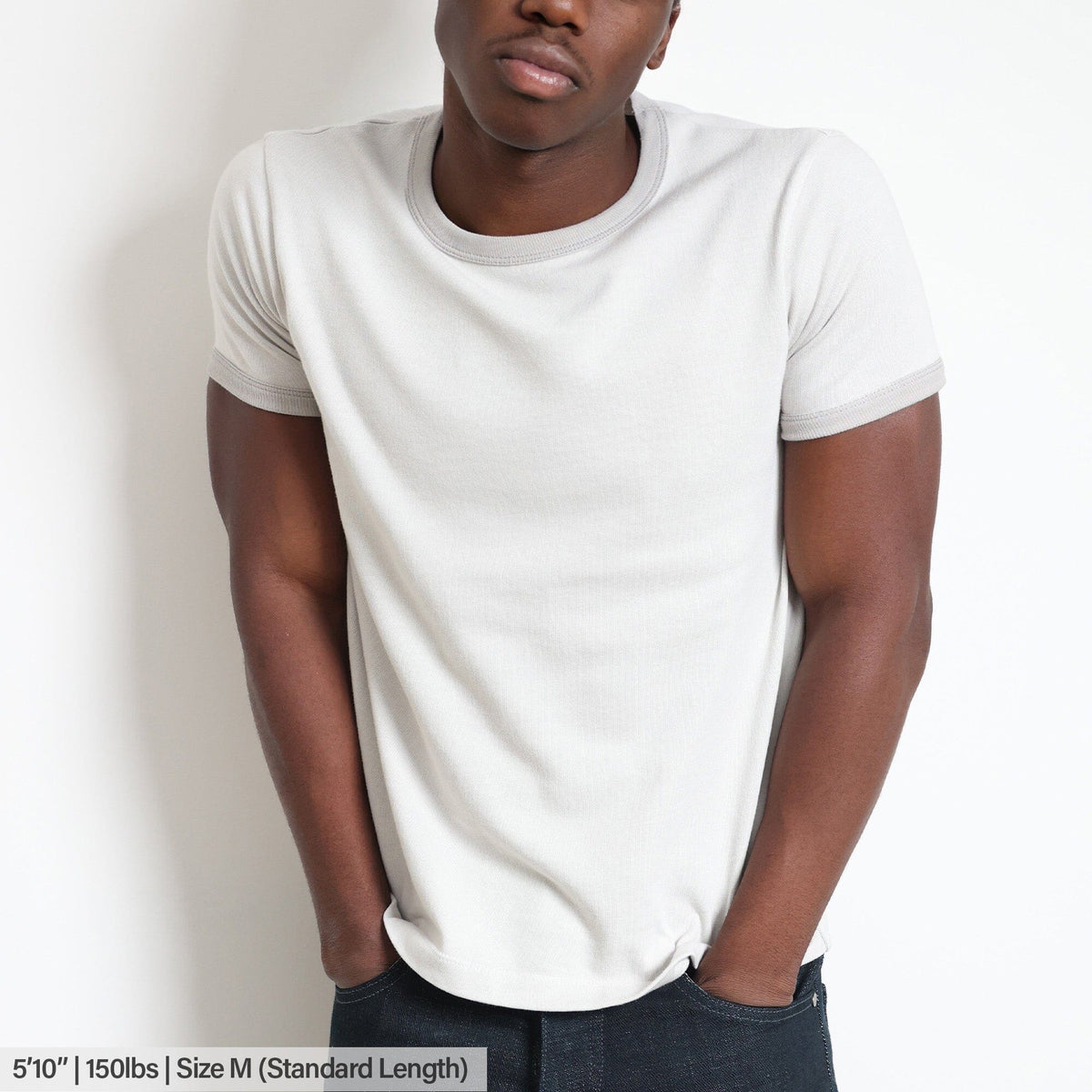 Diego Muscle Tee | Heavyweight | 13.5oz | Ringer - Tonal Bone Grey