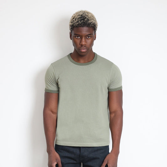 Diego Muscle Tee | Heavyweight | 13.5oz | Ringer - Tonal Faded Military Green