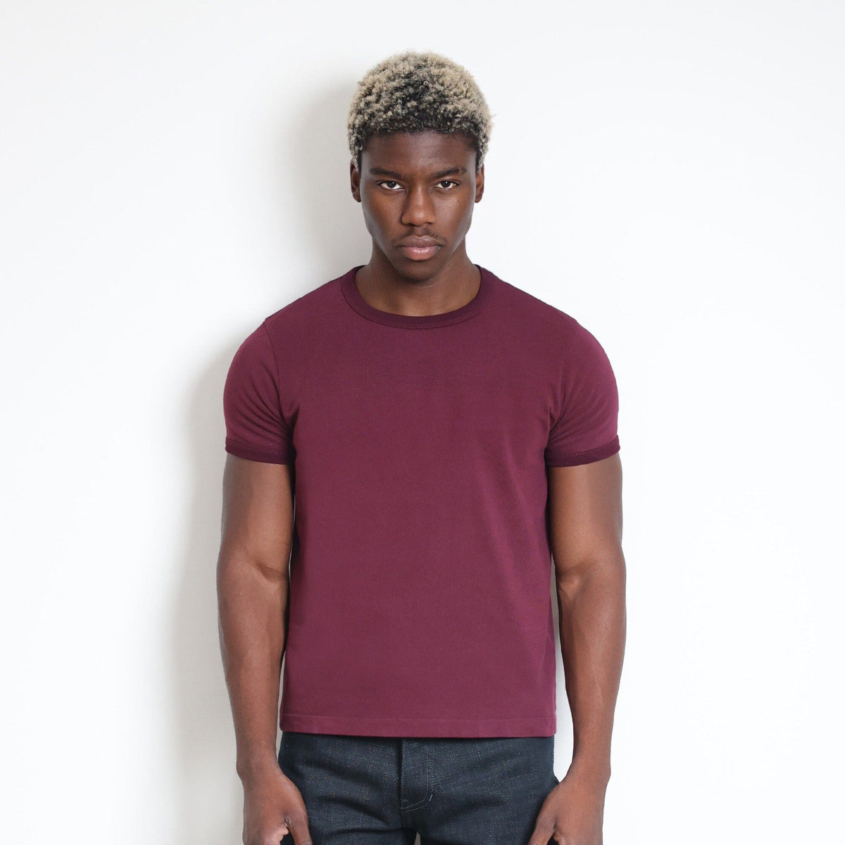 Diego Muscle Tee | Heavyweight | 13.5oz | Ringer - Tonal Vintage Burgundy