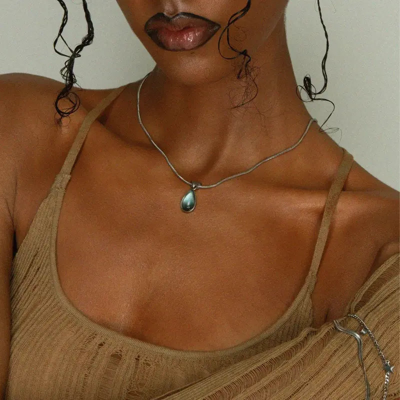 Cymophane Teardrop Necklace