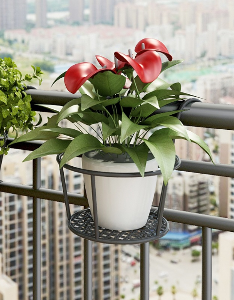 🌿 No-Drill Hanging Plant Stand – Strong Metal Balcony Railing Flower Holder (Up to 27.5 lbs Load)