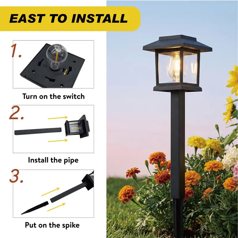 ✨12PCS Solar Pathway Lights – Warm White Waterproof Outdoor Garden Lighting