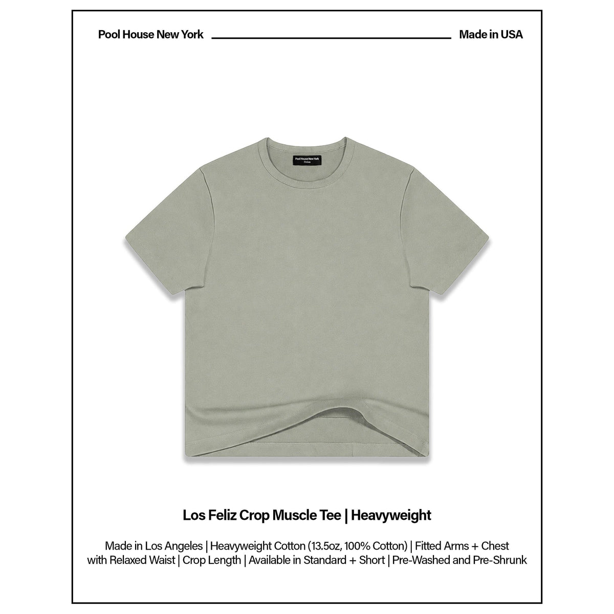Los Feliz Crop Muscle Tee II | Heavyweight | 13.5oz - Faded Military Green