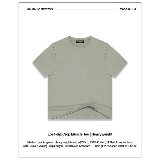 Los Feliz Crop Muscle Tee II | Heavyweight | 13.5oz - Faded Military Green