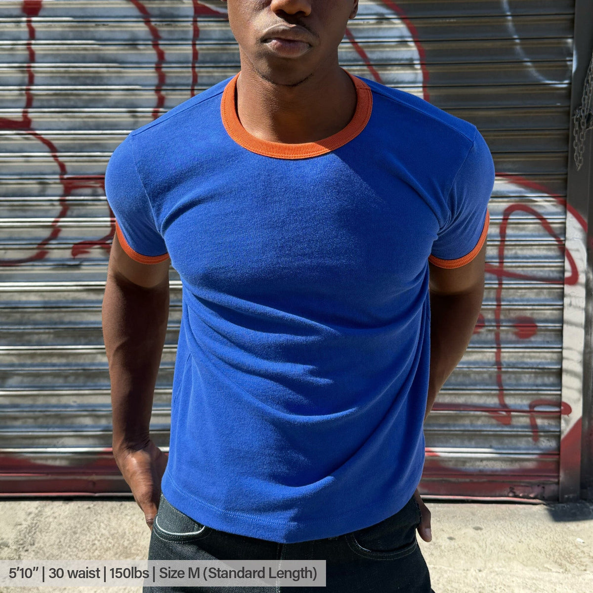 Diego Muscle Tee | Heavyweight | 13.5oz | Ringer - NY Blue | Orange