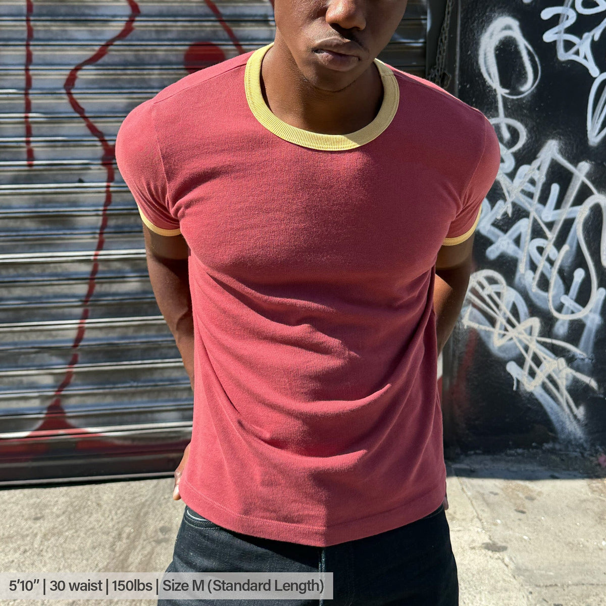 Diego Muscle Tee | Heavyweight | 13.5oz | Ringer - Trojan Red | Butter Yellow