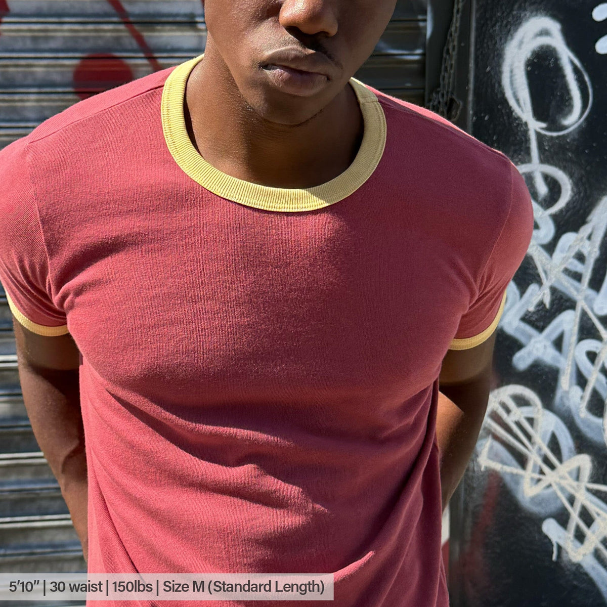 Diego Muscle Tee | Heavyweight | 13.5oz | Ringer - Trojan Red | Butter Yellow