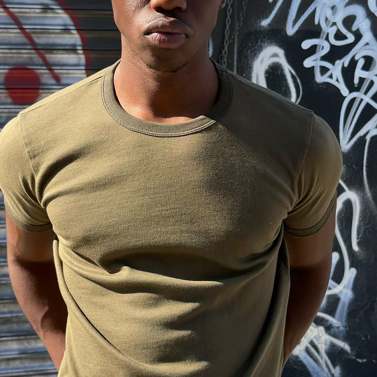 Diego Muscle Tee | Heavyweight | 13.5oz | Ringer - Tonal Military Green