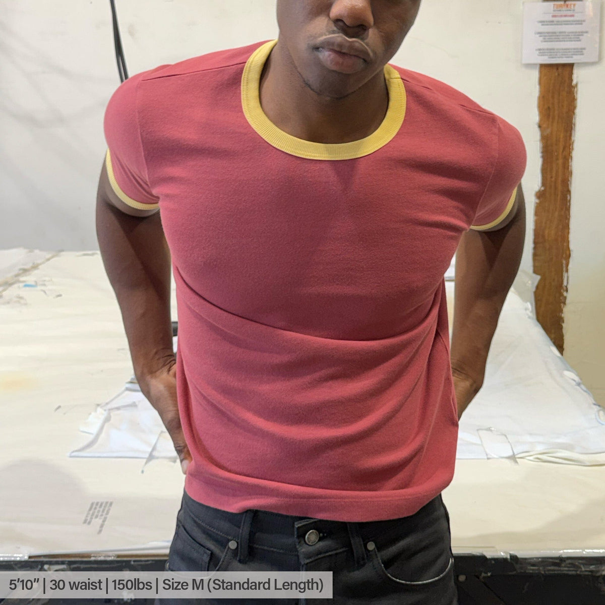 Diego Muscle Tee | Heavyweight | 13.5oz | Ringer - Trojan Red | Butter Yellow