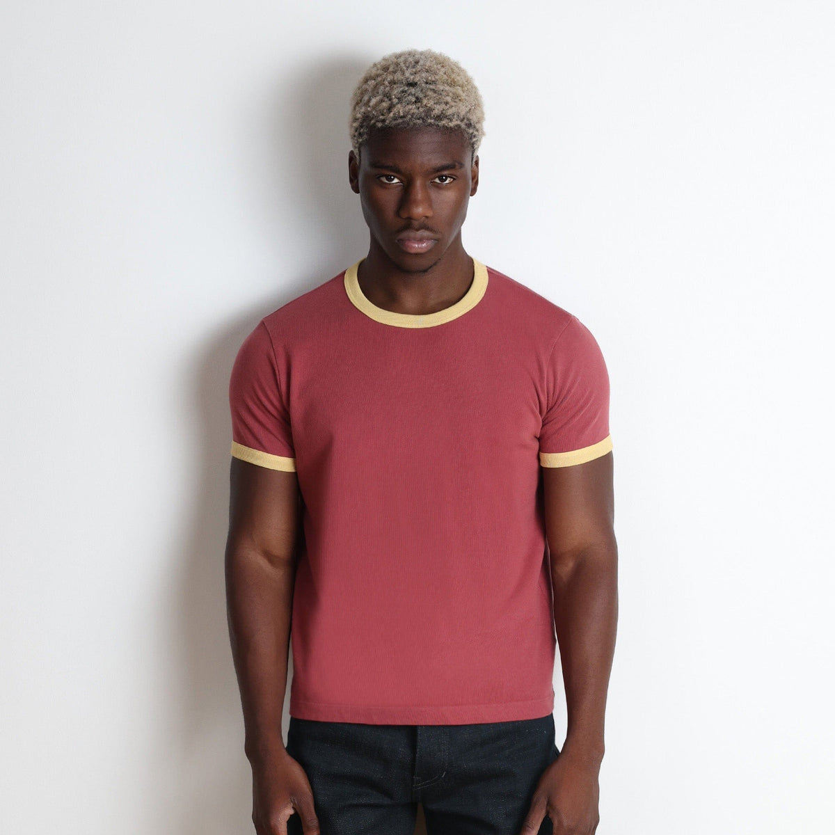 Diego Muscle Tee | Heavyweight | 13.5oz | Ringer - Trojan Red | Butter Yellow
