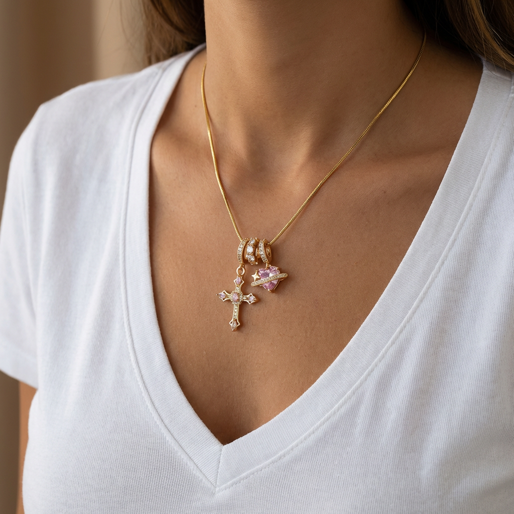 Gracie Cross Heart Necklace