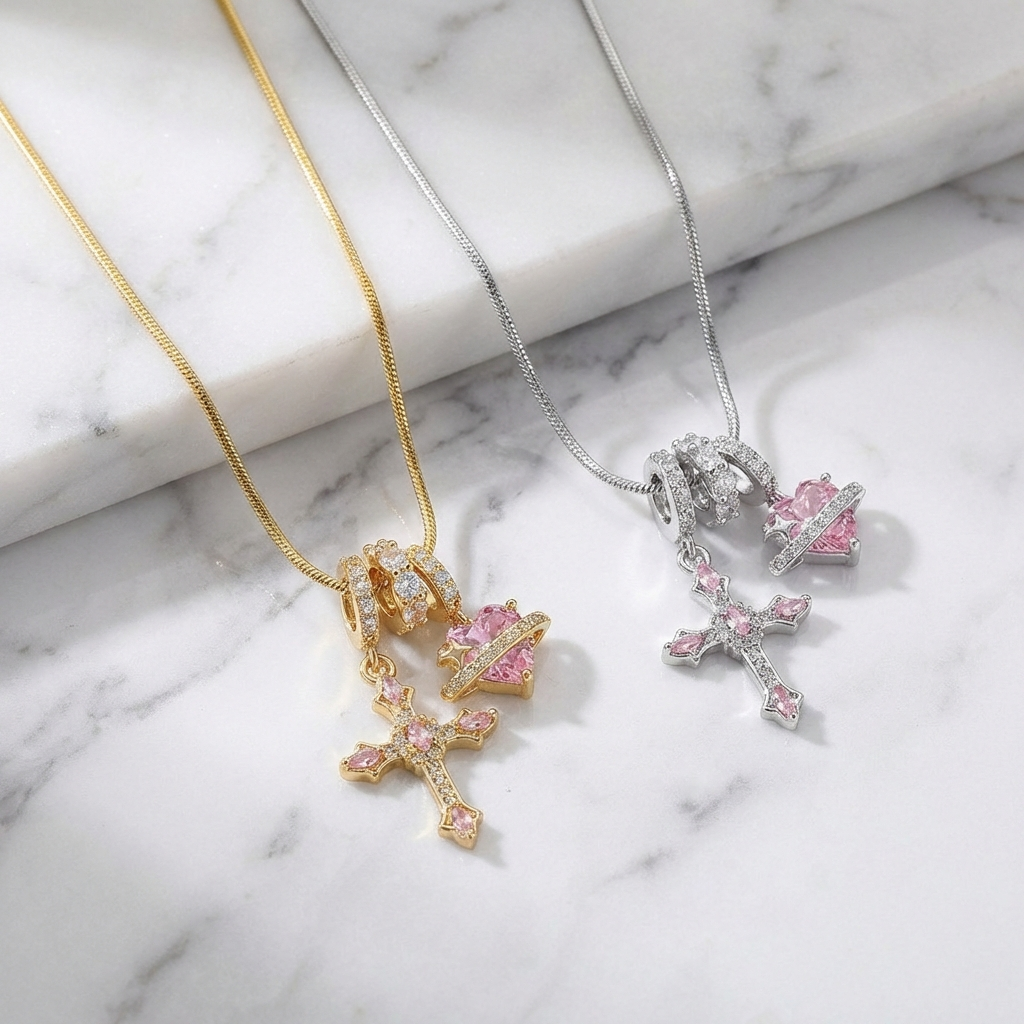 Gracie Cross Heart Necklace