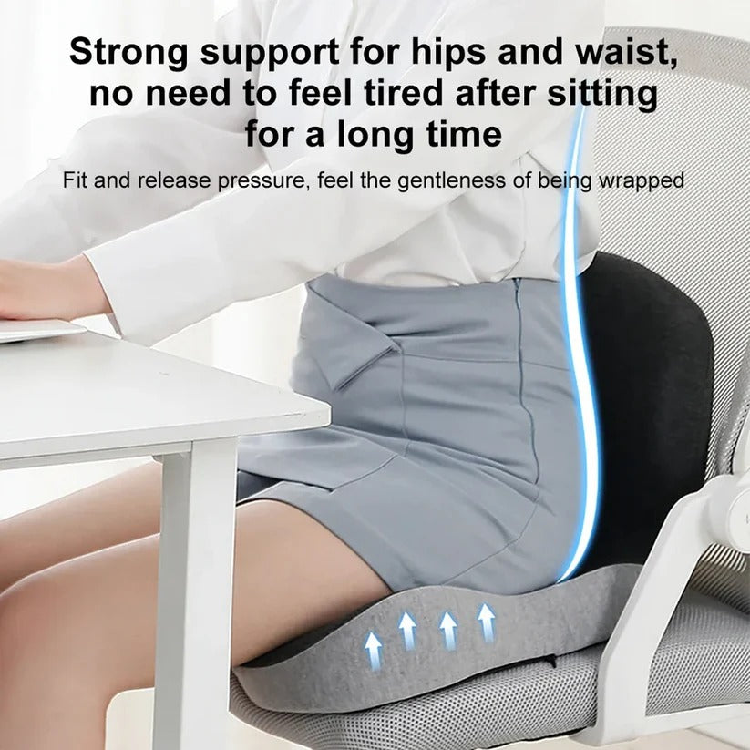 Cojín de asiento de espuma viscoelástica ergonómico y soporte lumbar para comodidad durante todo el día y alivio de la presión