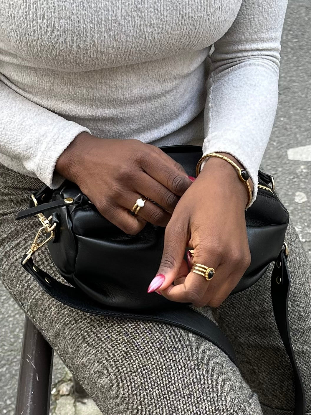 Suzi - Ring - Natural Stone - Stainless Steel - Adjustable