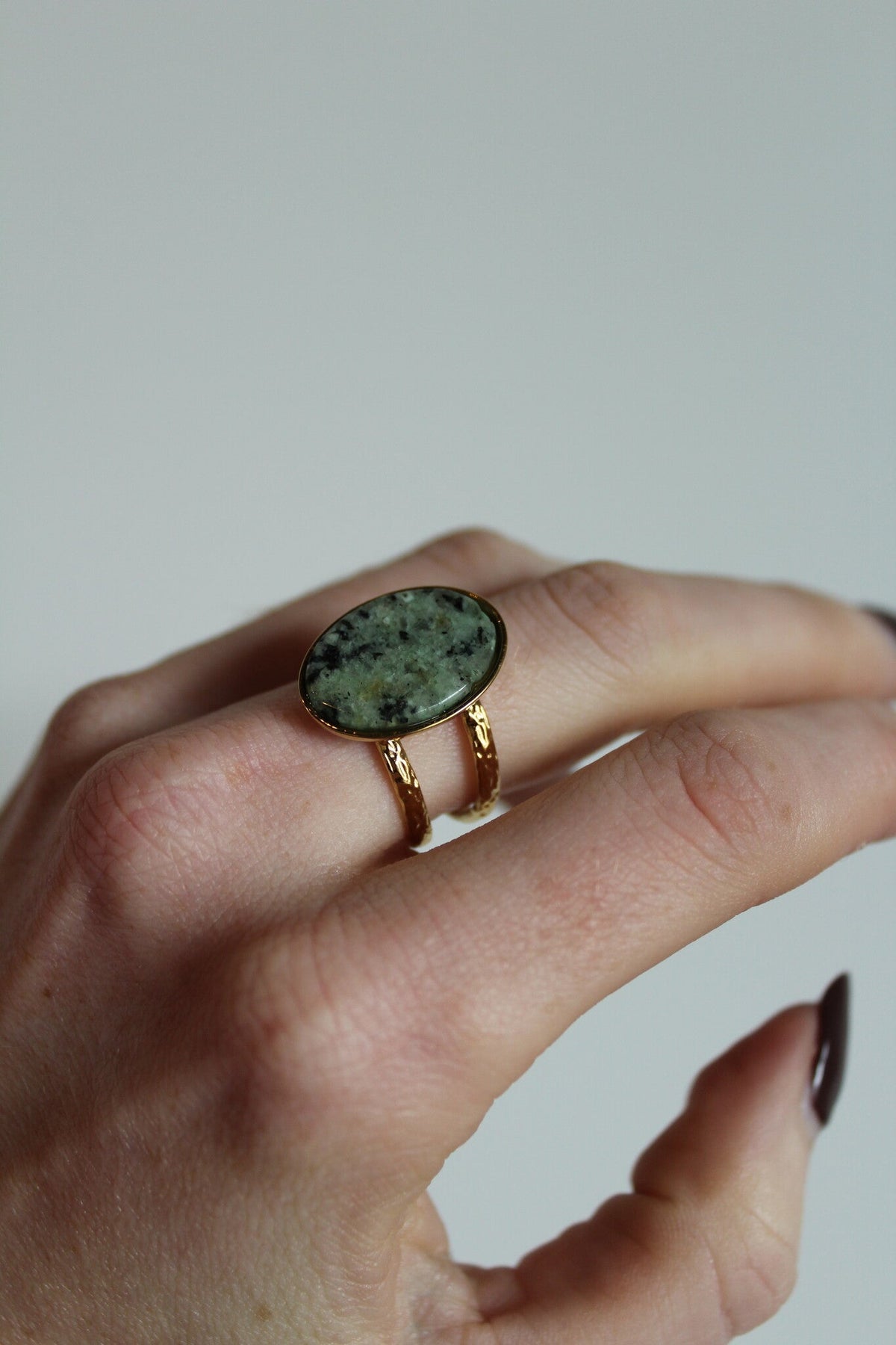 Layla - Ring - Stainless Steel - Adjustable - Natural Stone