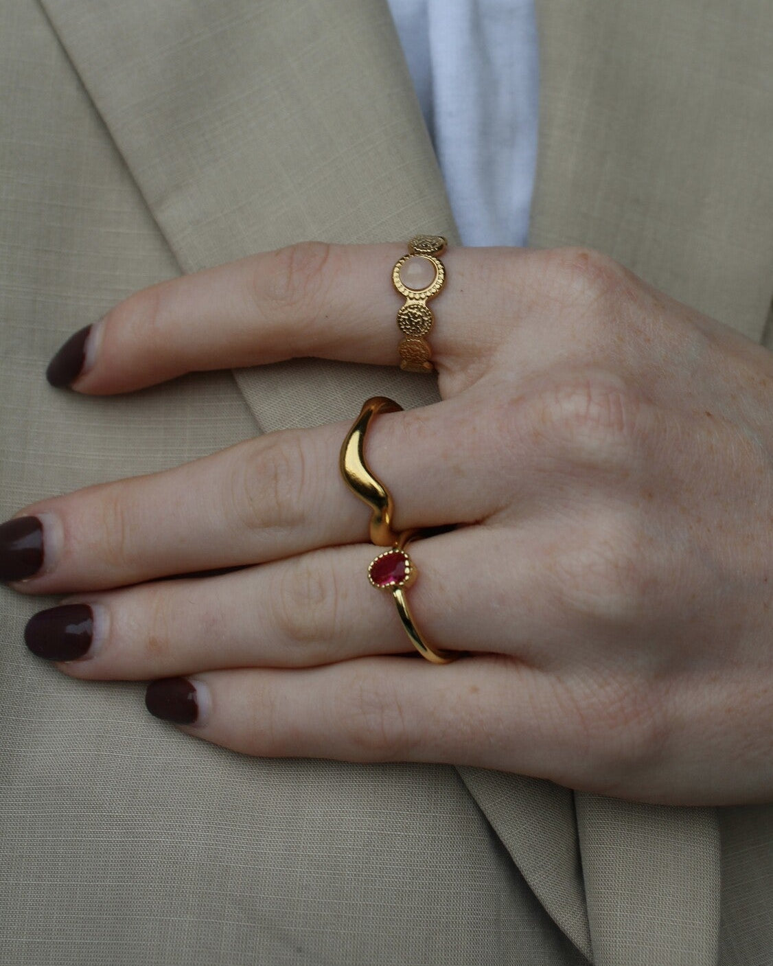 Waves - Ring - Stainless Steel - Adjustable
