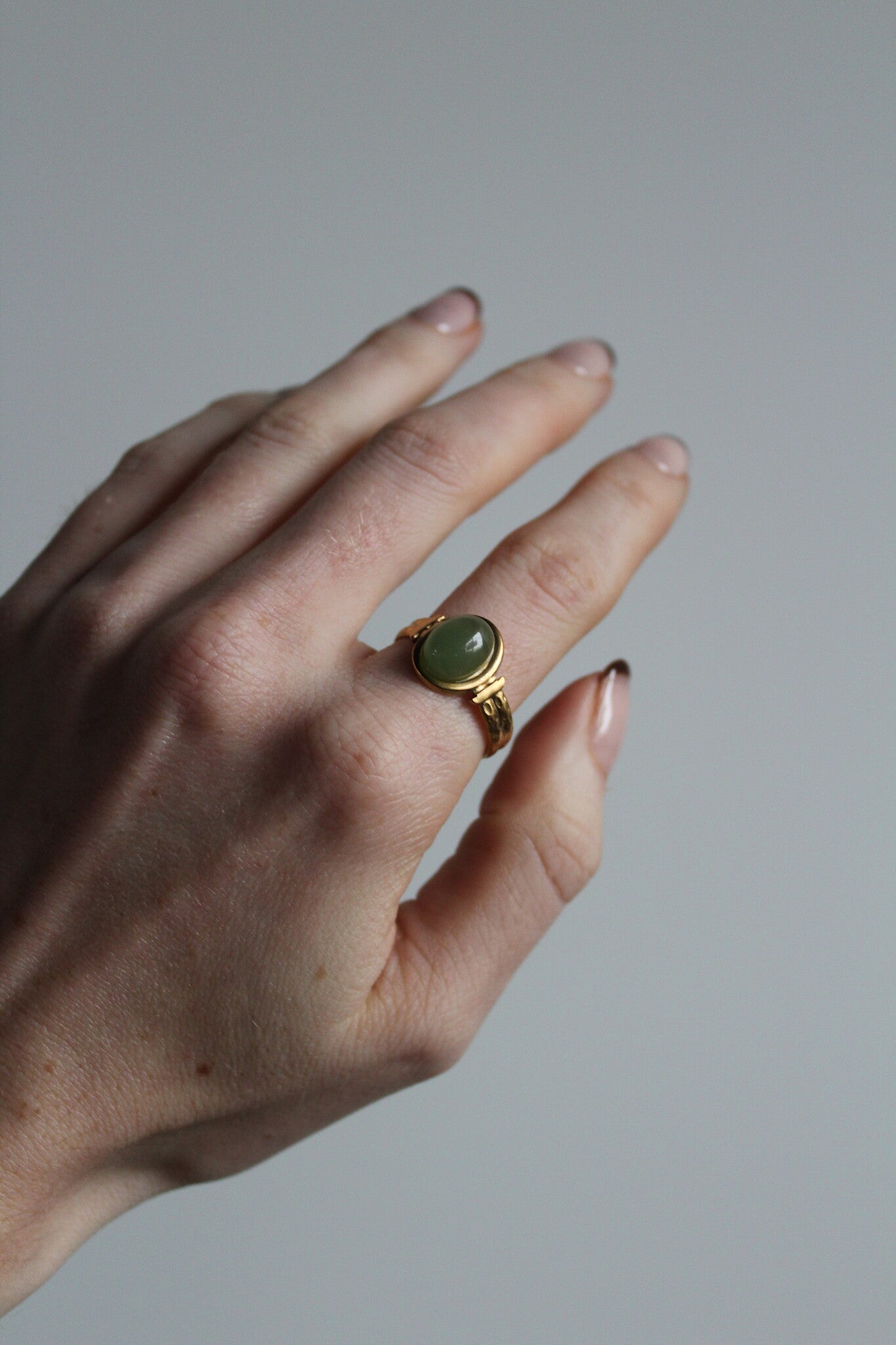 Megane - Ring - Natural Stone - Stainless Steel - Adjustable