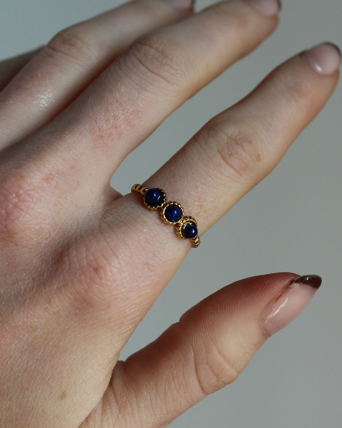 Demi - Ring - Natural Stone - Stainless Steel - Adjustable